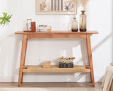 Entryway Table with Storage Farmhouse Narrow Console Table Rattan 46” Sofa Table