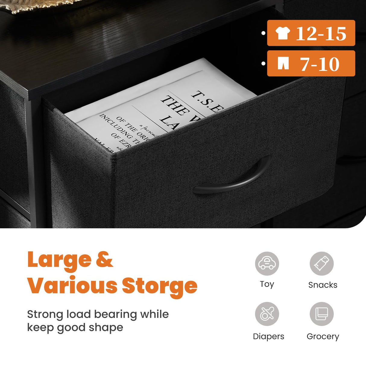 NCH2-8BC-SW-BK, 8 Drawers, Black