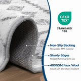 5x7 Machine Washable Area Rug - Modern Geometric Faux Wool Carpet with Non-Slip Backing