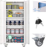 Garage Storage Cabinet with Wheels,72" H Metal Storage Cabinety