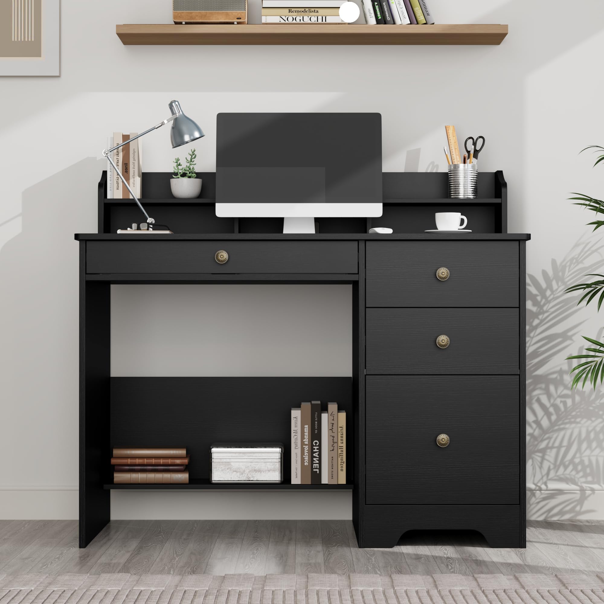 Classic Executive Desk – Wooden Office Desk with Drawers & Hutch