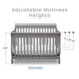 Delta Children Canton 4-in-1 Convertible Crib - Easy to Assemble, Grey