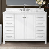 48" White Bathroom Vanity with Sink, Solid Wood Vanity Cabinet