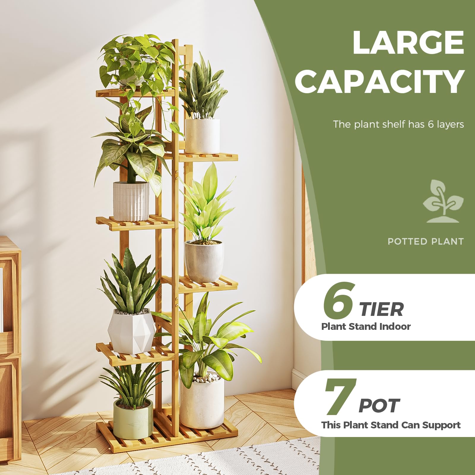 EcoHaven 6-Tier Bamboo Corner Plant Stand