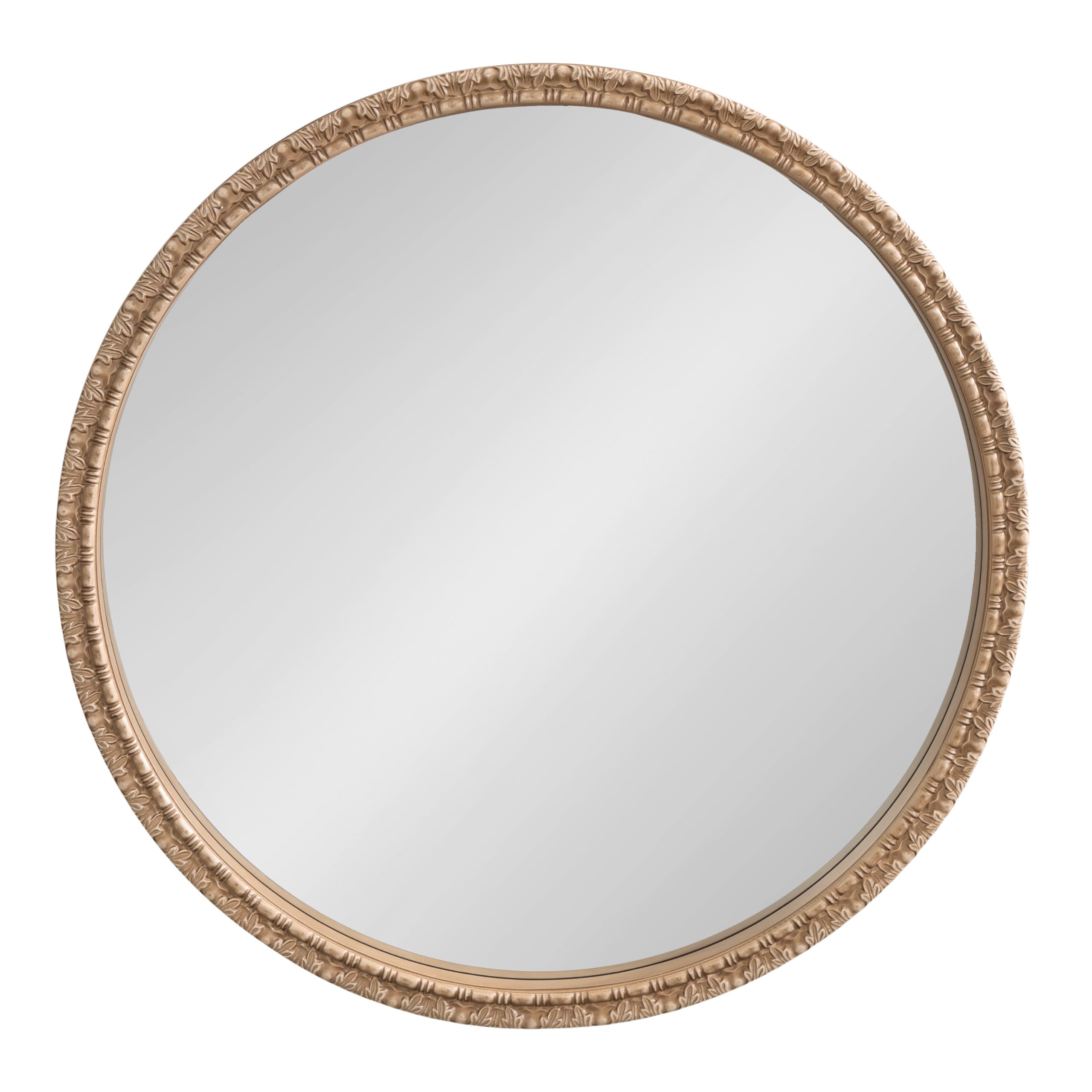 Stallworth Decorative Textured Round Mirror, 30 Inch Diameter, Light Natural