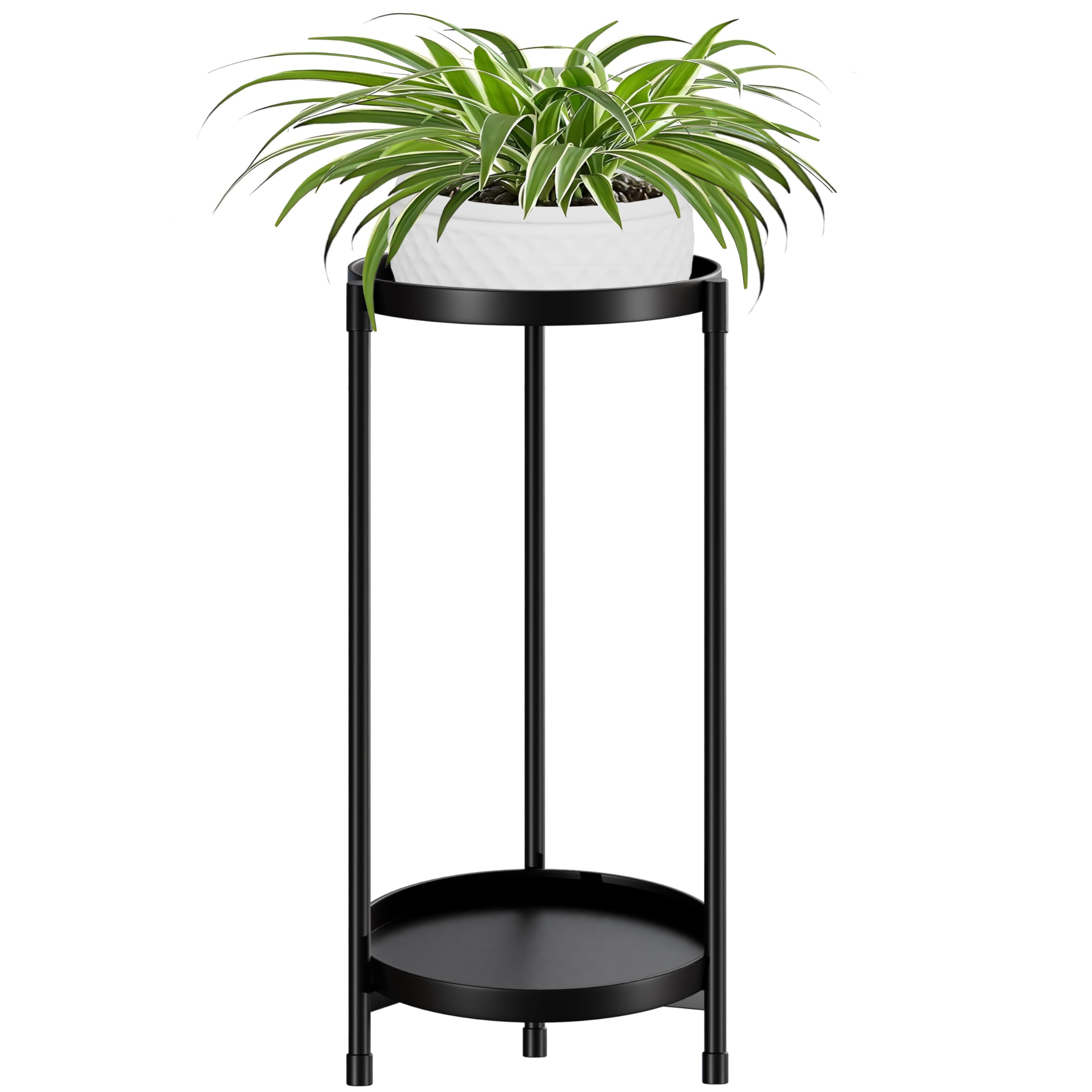 Plant Stand indoor outdoor - 2 Tier black Tall Metal Flower Pot Holder Potted