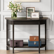 Black Half-Moon 2-Tier Console Table for Entryway