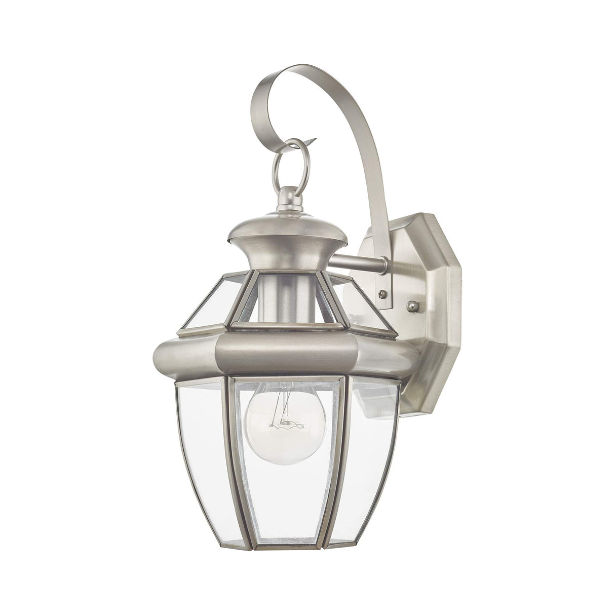 2051-91 Monterey 1 Light Outdoor Brushed Nickel Finish Solid Brass Wall Lantern