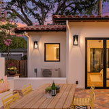11" Classic Outdoor Wall Sconce with Built-in GFCI Outlet 1 Light in Matte Black Rectangular
