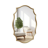 Gold Oval Wall Mirror 24x34 Inch Scalloped Edge