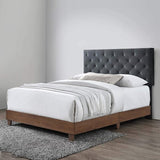 Tufted Upholstered Performance Velvet Queen Bed, Walnut Dusty Rose