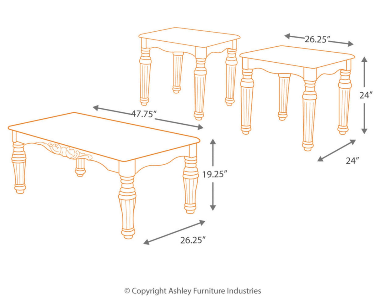 North Shore Traditional Faux Marble 3-Piece Table Set, Includes Coffee Table