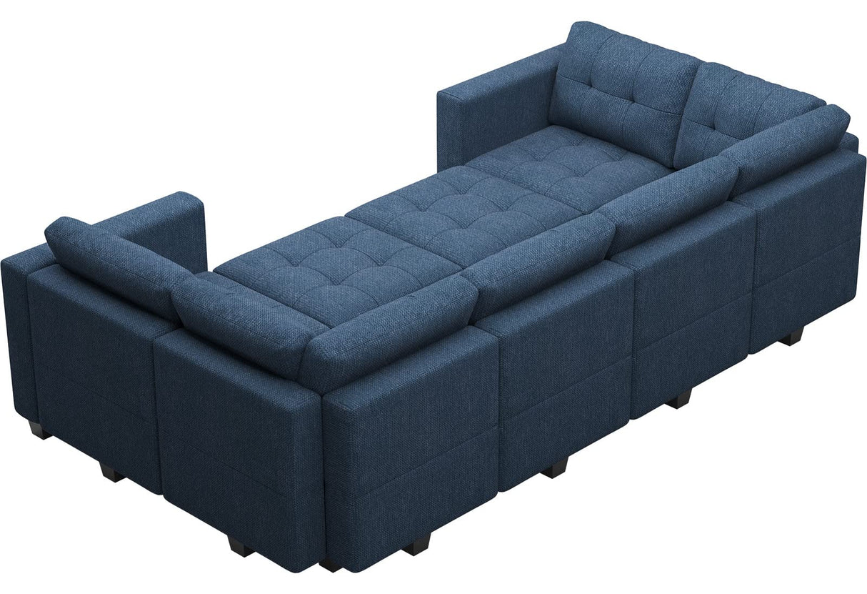 Modular Sectional Sleeper Sofa with Storage Seat Reversible Modular Couch Bed for Living