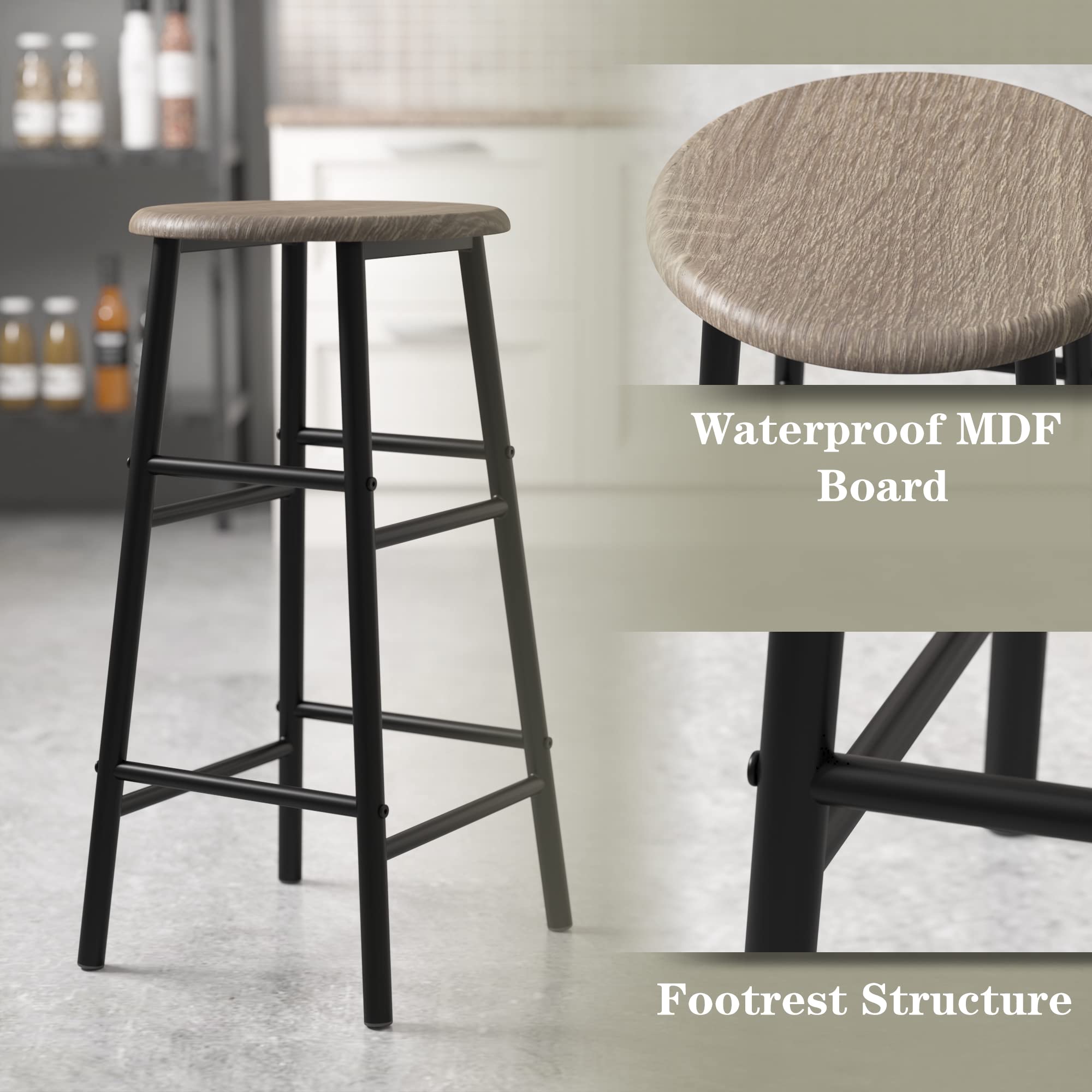 Bar Table with 2 Bar Stools, Pub Dining Table Set, Kitchen Counter Height Table