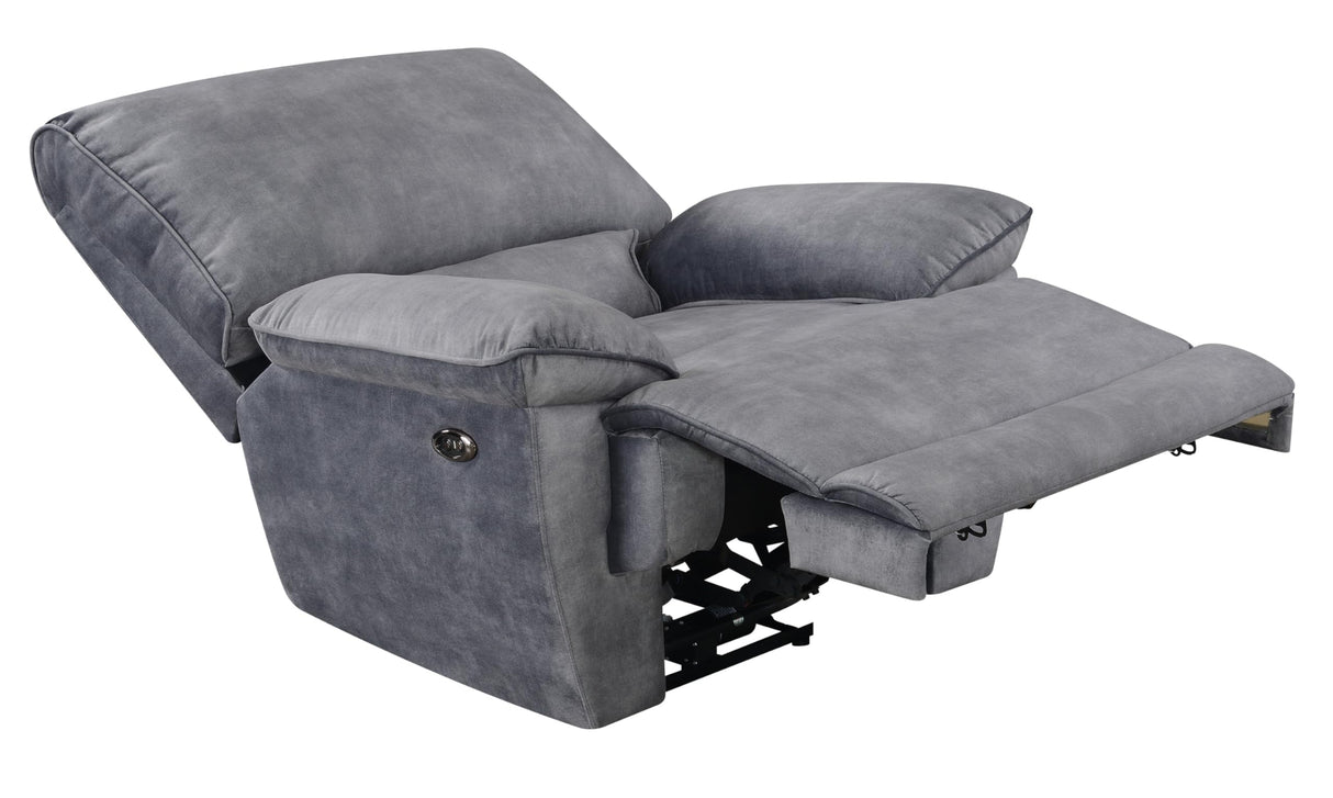 Co Simone Power Recliner Chair, USB Recharging Port, Living Room, Game Room, Upholstered in Plush Fabric, Smokey Grey Finish, 42.5" D x 42" W x 40" H, Grey