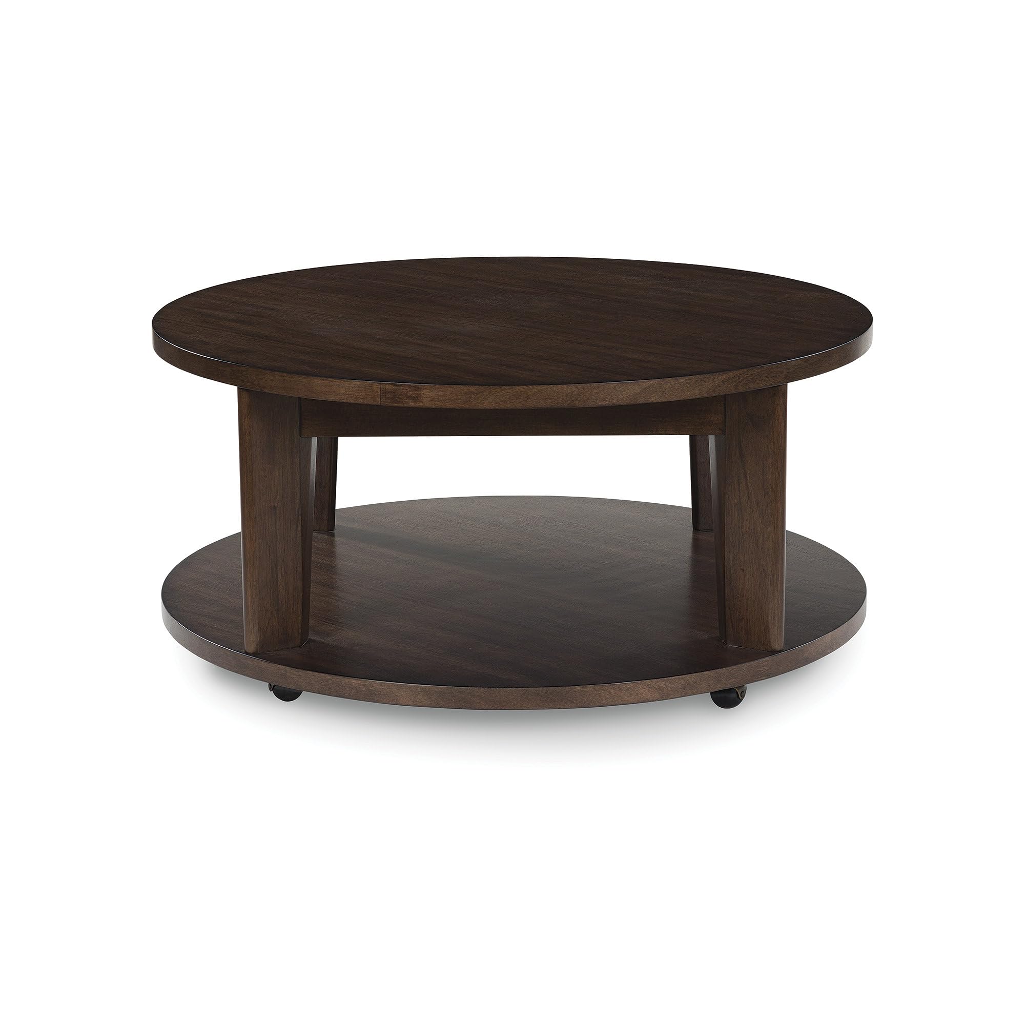 Korestone 2 Contemporary Coffee Table with Pedestal Base, Dark Brown