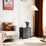 Nightstands Set of 2, Metal Frame and Wood Top Night Stand with 2 Drawer Dresser,