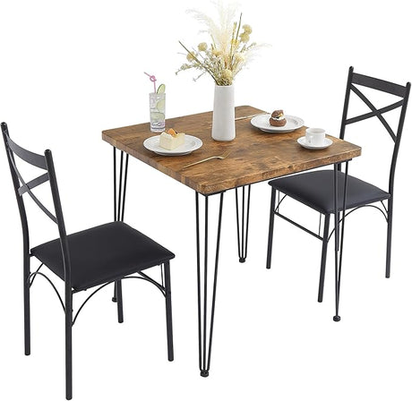 5-Piece Dining Table Set for Home Kitchen Small Space Breakfast Nook, 4 Faux Leather