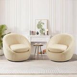 Swivel Accent Chair, Modern Velvet Shell Swivel Barrel Chair with Wide Seat, FSC Certified Upholstered Single Sofa Swivel Chair for Living Room Bedroom Nursery, Cream Beige