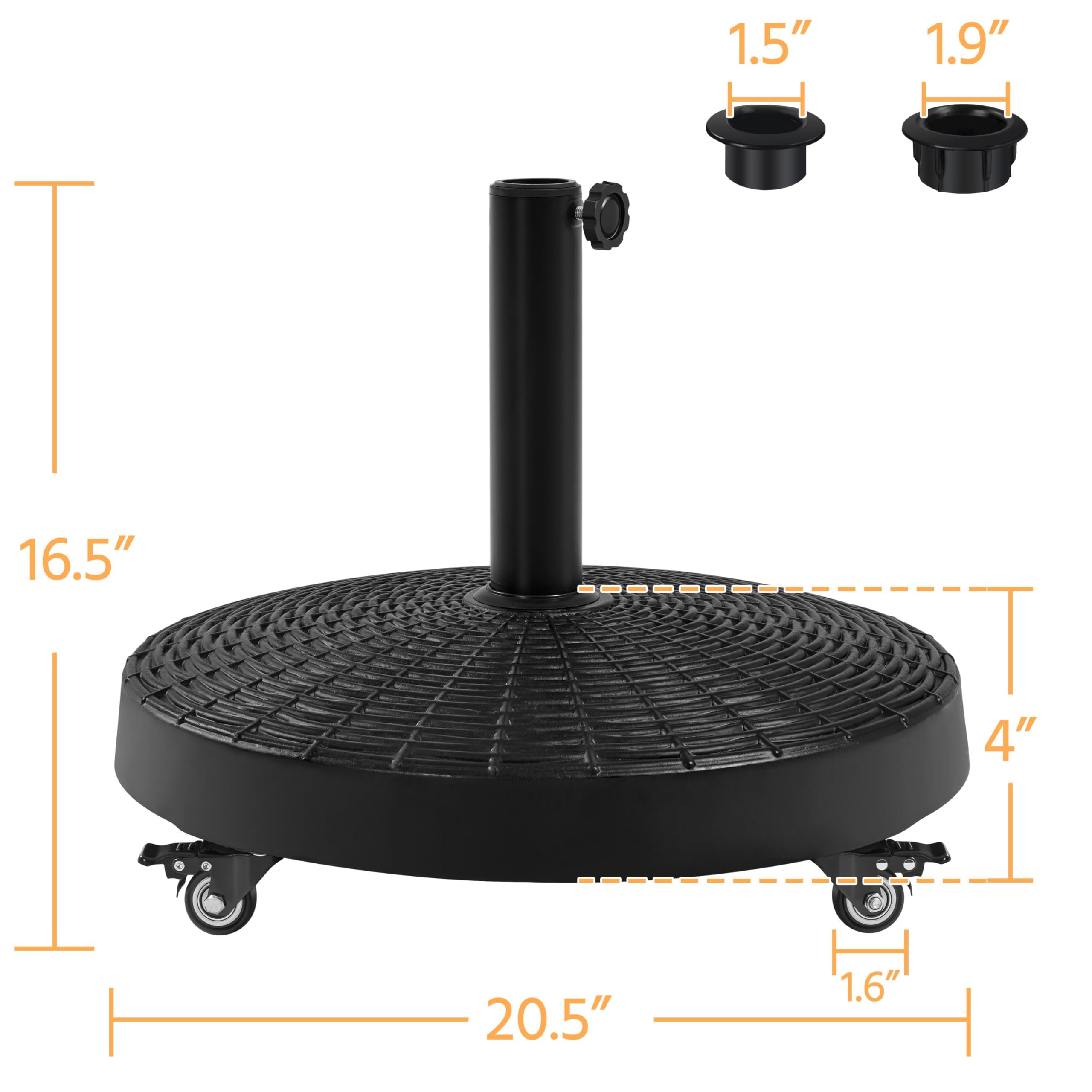 20.5" 55.7lbs Patio Umbrella Base Self-weight Heavy-Duty Resin Base Stand