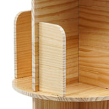Wood Rotating Bookcase, Floor Standing Cylindrical Book Storage with Baffles Rack, 360