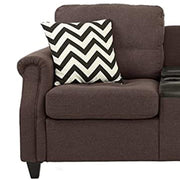 Noa Modern 2 Piece Sofa Loveseat Set, 4 Pillows, USB Ports, Dark, Brown