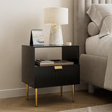 Nightstand with Drawers, Fluted Night Stand, End Table for Living Room