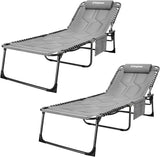 KingCamp Oversize Lounge Chair Outdoor Set of 2, Extra Large Padded Folding 5 Positions