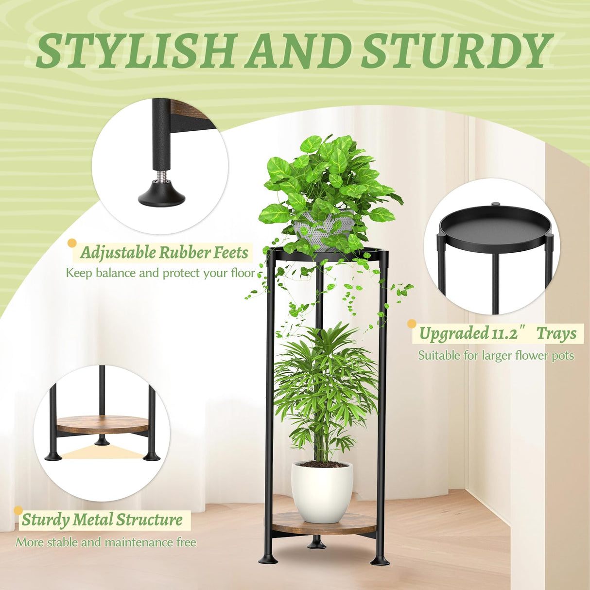 2 Tier Plant Stands Indoor Clearance, 30 Inch Tall Metal Corner Plant Stand,