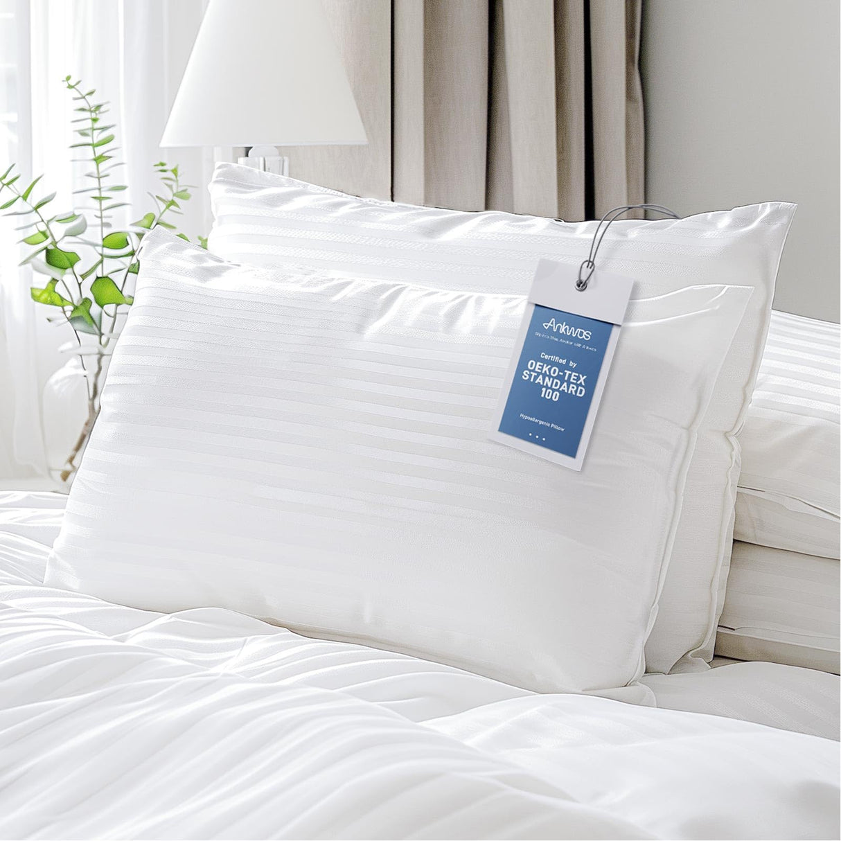 Hypoallergenic Side Sleeper Pillows Queen/Standard Size Set of 2 - Soft and Cooling
