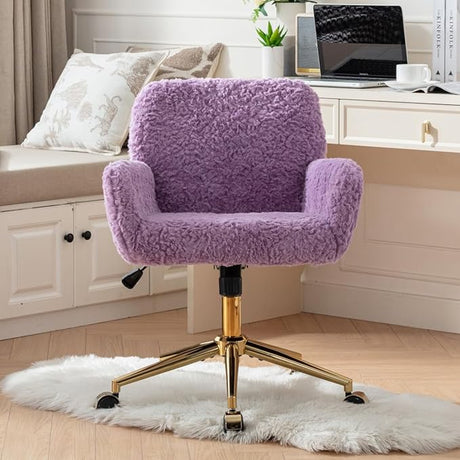 Office Chair Velvet Upholstered Tufted Button Chair with Golden Metal Base Adjustable Desk Chair