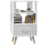 Night Stand, White Kids Nightstand with Drawer, Nursery Side Table with Open Storage, 3-Tier Modern End Table, Bedside Table for Small Space, Living Room, Bedroom