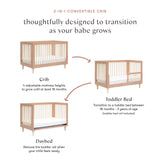 3-in-1 Convertible Crib with Toddler Bed Conversion Kit in Canyon/Washed Natural,