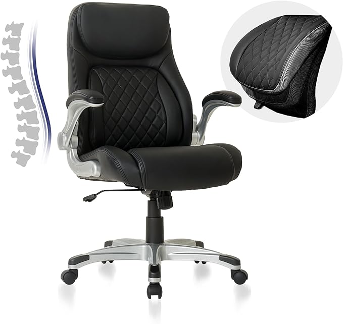 Ergonomic Office Chair Premium Microfiber Leather Adjustable Lumbar Support, Home