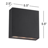 Possini Euro Design Stanford Modern Outdoor Wall Lights Set of 2 Black Metal LED Downlight 5 1/2" Tempered Glass for Exterior House Porch Patio Outside Deck Garage Yard Front Door Garden Home