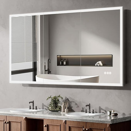 40"x32" Medicine Cabinet Mirror, LED Lighted Medicine Cabinet