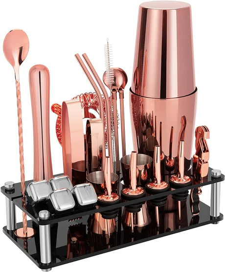 Cocktail Shaker Set, 23-Piece Boston Stainless Steel Bartender Kit