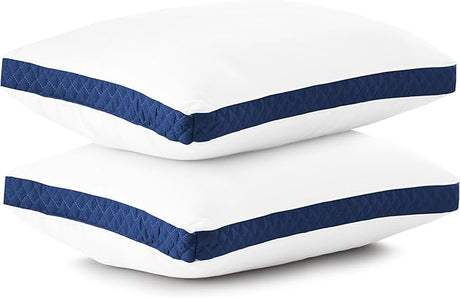 Bed Pillows for Sleeping - Pillows Queen Size Set of 2 - Hotel Quality Gusseted Down Alternative Pillows for Back, Stomach or Side Sleepers (Blue, 26x18)