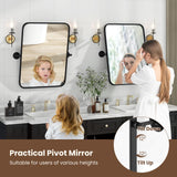 30x22 Pivot Tilting Bathroom Mirror - Black Framed Wall Mounted