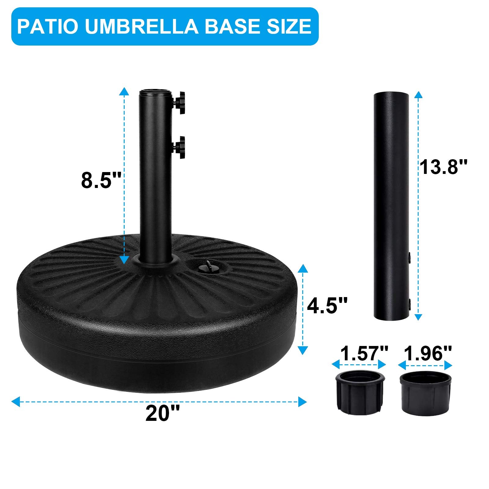 Simple Deluxe 20" Heavy Duty Patio Market Umbrella Base Stand