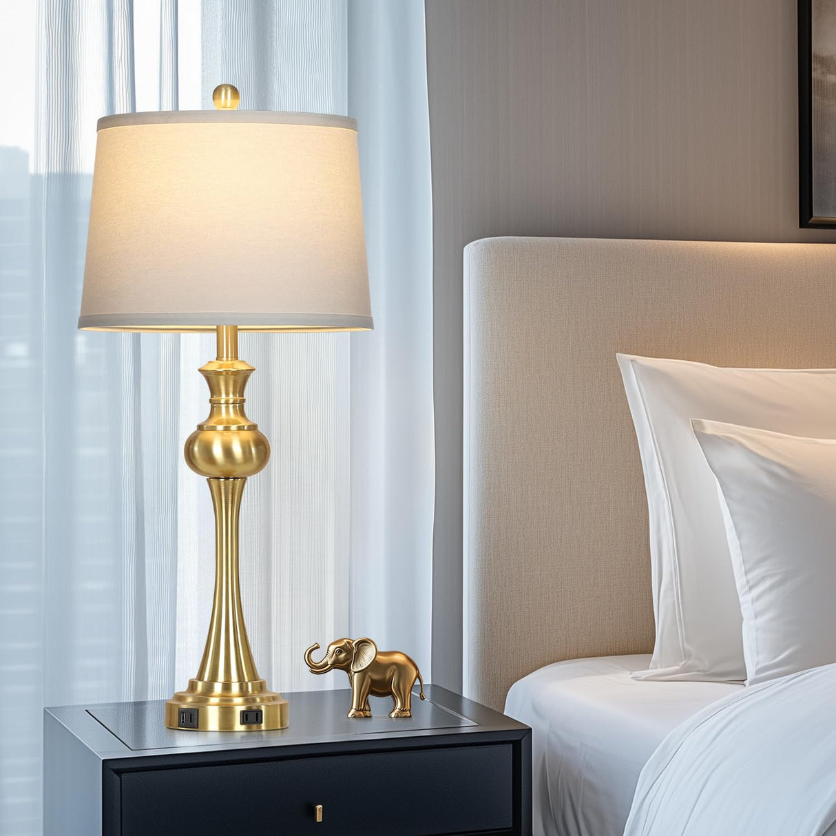 28.75" Gold Table Lamps for Living Room,Touch Lamps for Bedrooms Set of 2 - Nightstand