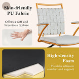 Gold Accent Office Chair with Wheels - White Adjustable Swivel Desk Chair