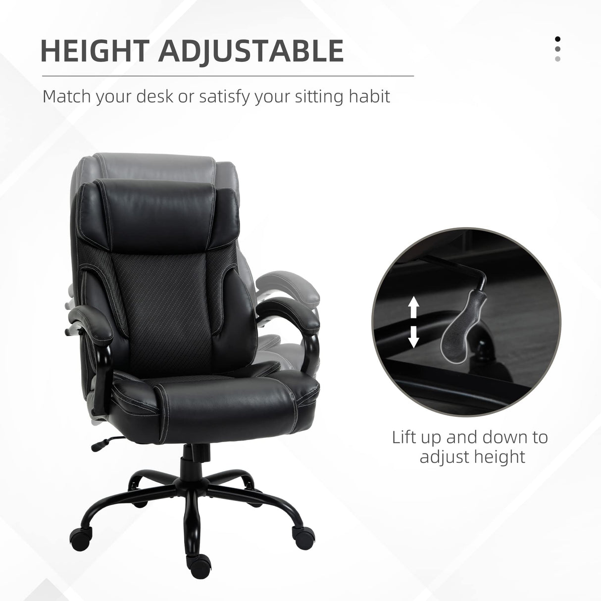 484LBS Big and Tall Ergonomic Executive Office Chair with Wide Seat, High Back