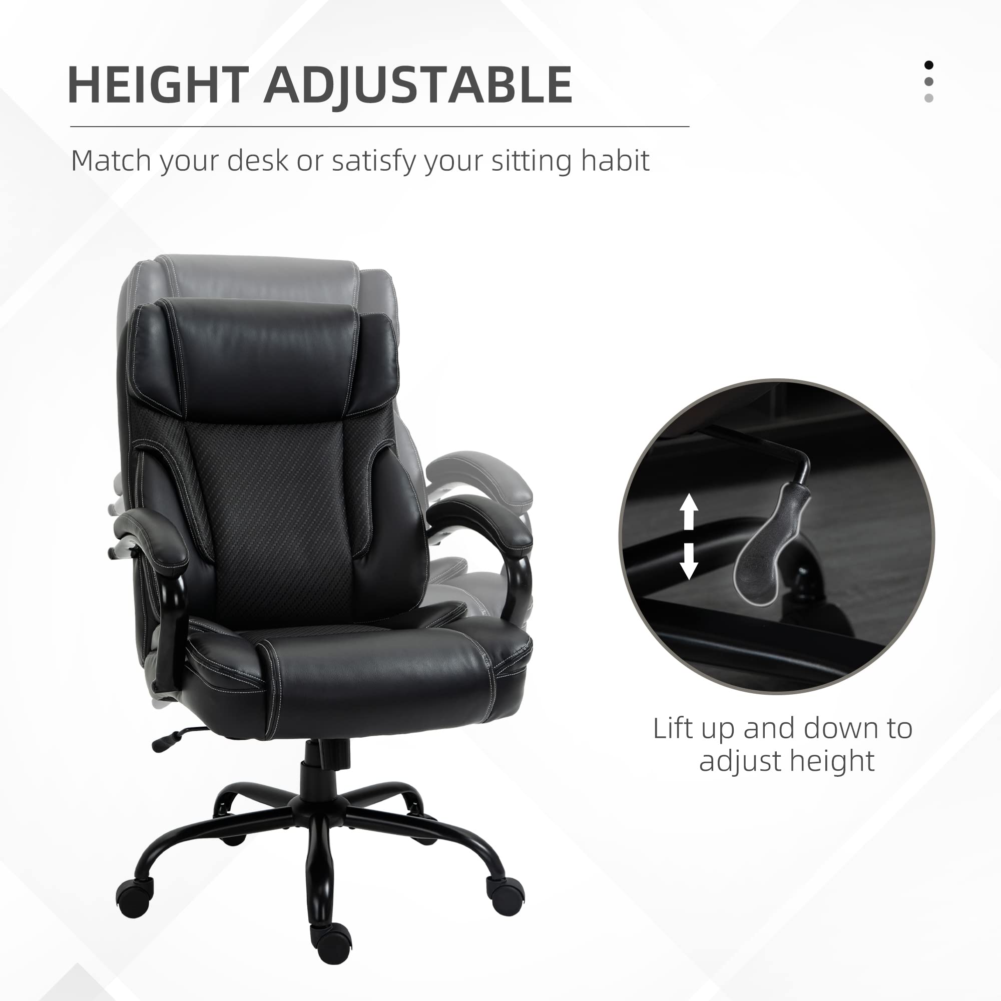 484LBS Big and Tall Ergonomic Executive Office Chair with Wide Seat, High Back