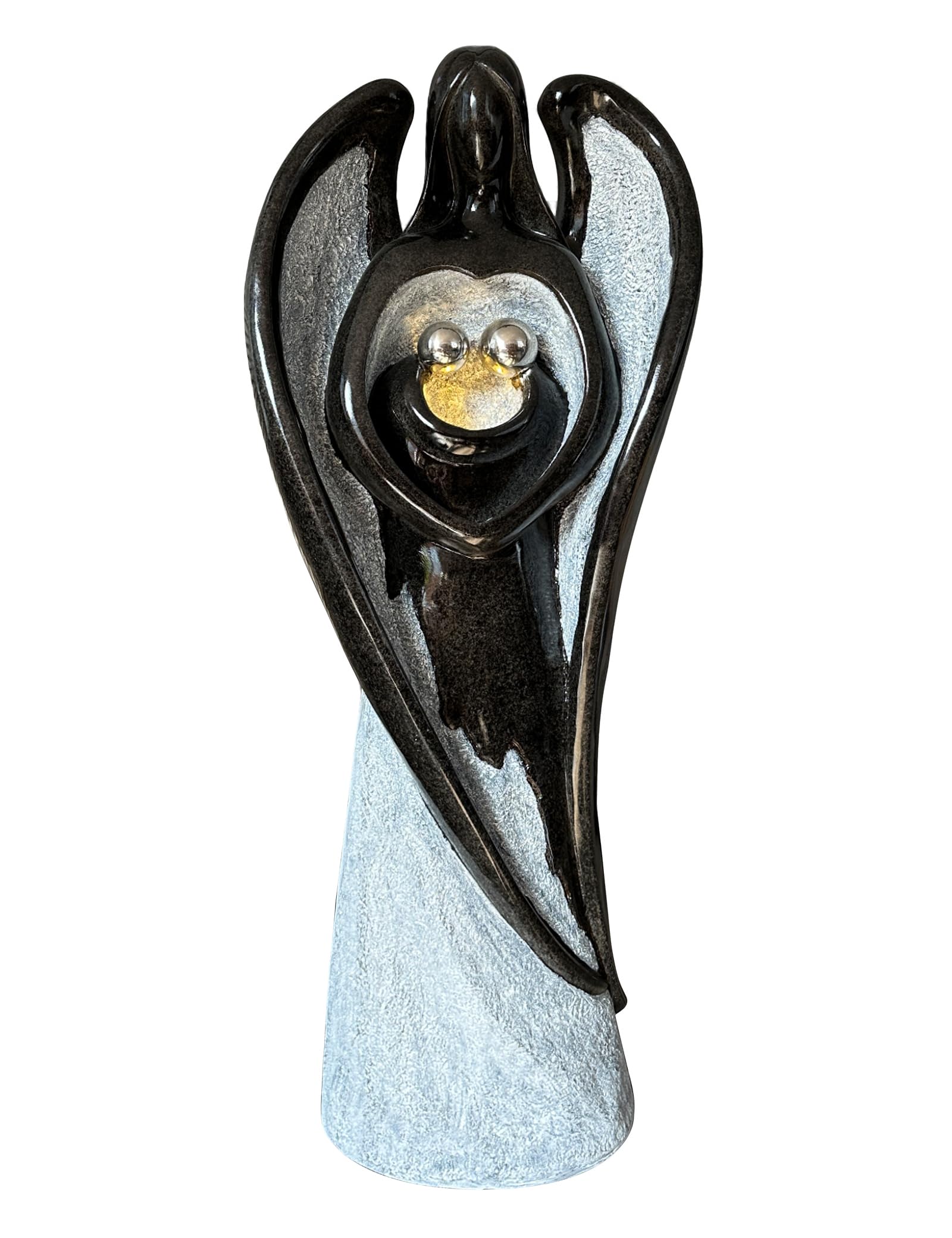 Heartwarming Angel Water Fountain Resin Indoor Outdoor Décor with LED Lights Black Gray