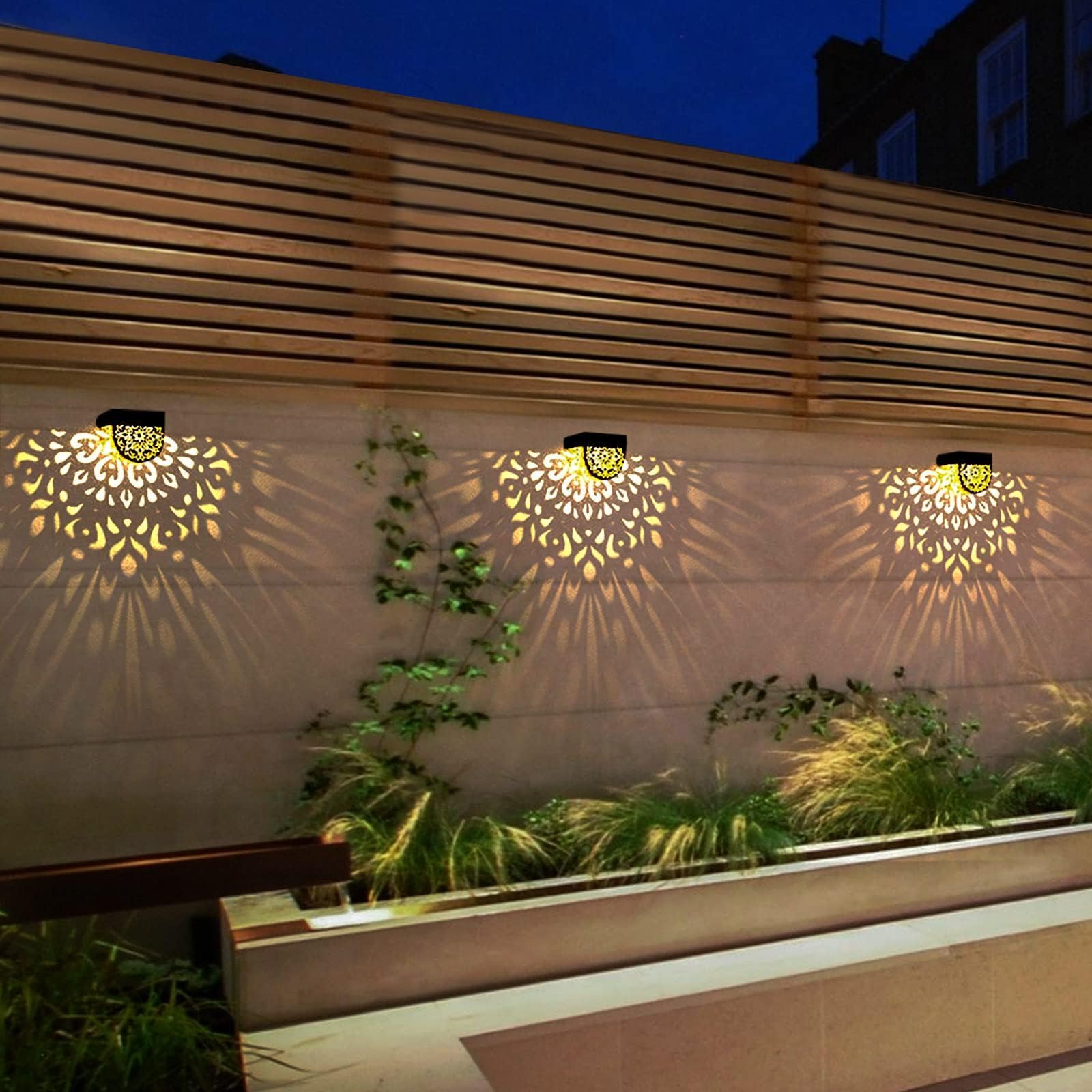 Solar Fence Lights Wall lihgts Outdoor Decorations 6 Pack Solar Deck