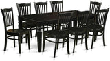 LGGR9-LWH-W 9 Piece Kitchen Table Set Includes a Rectangle Dining Table with Butterfly