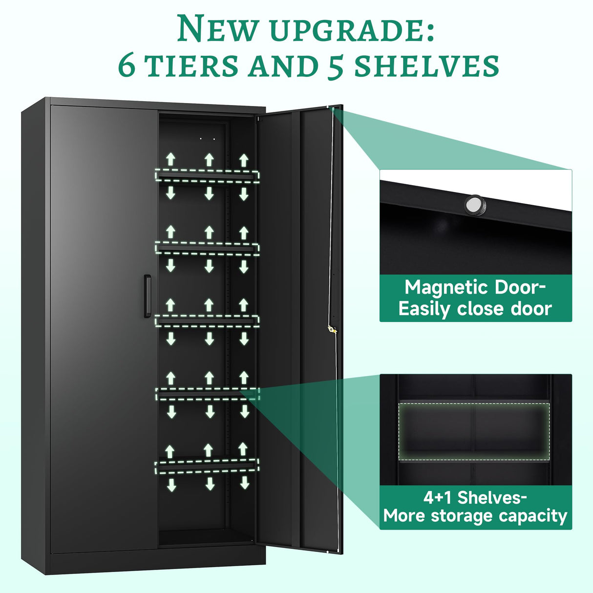 Metal Storage Cabinets with Lock Doors,Tall Locker Organizer Steel Garage Cabinets