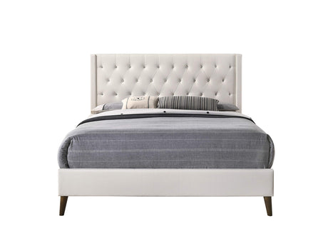 Bergen Faux Leather Upholstered Queen Bed in White