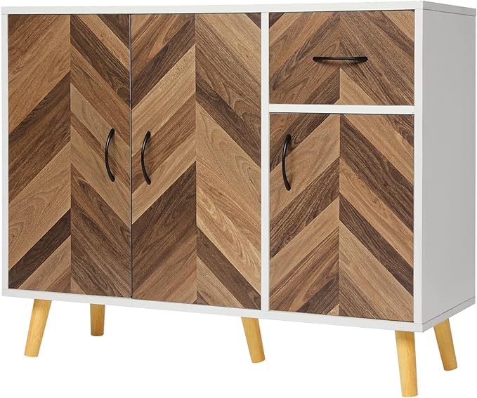 Sideboard Buffet Cabinet with Storage - 3 Doors Black Storage Cabinet with Drawers